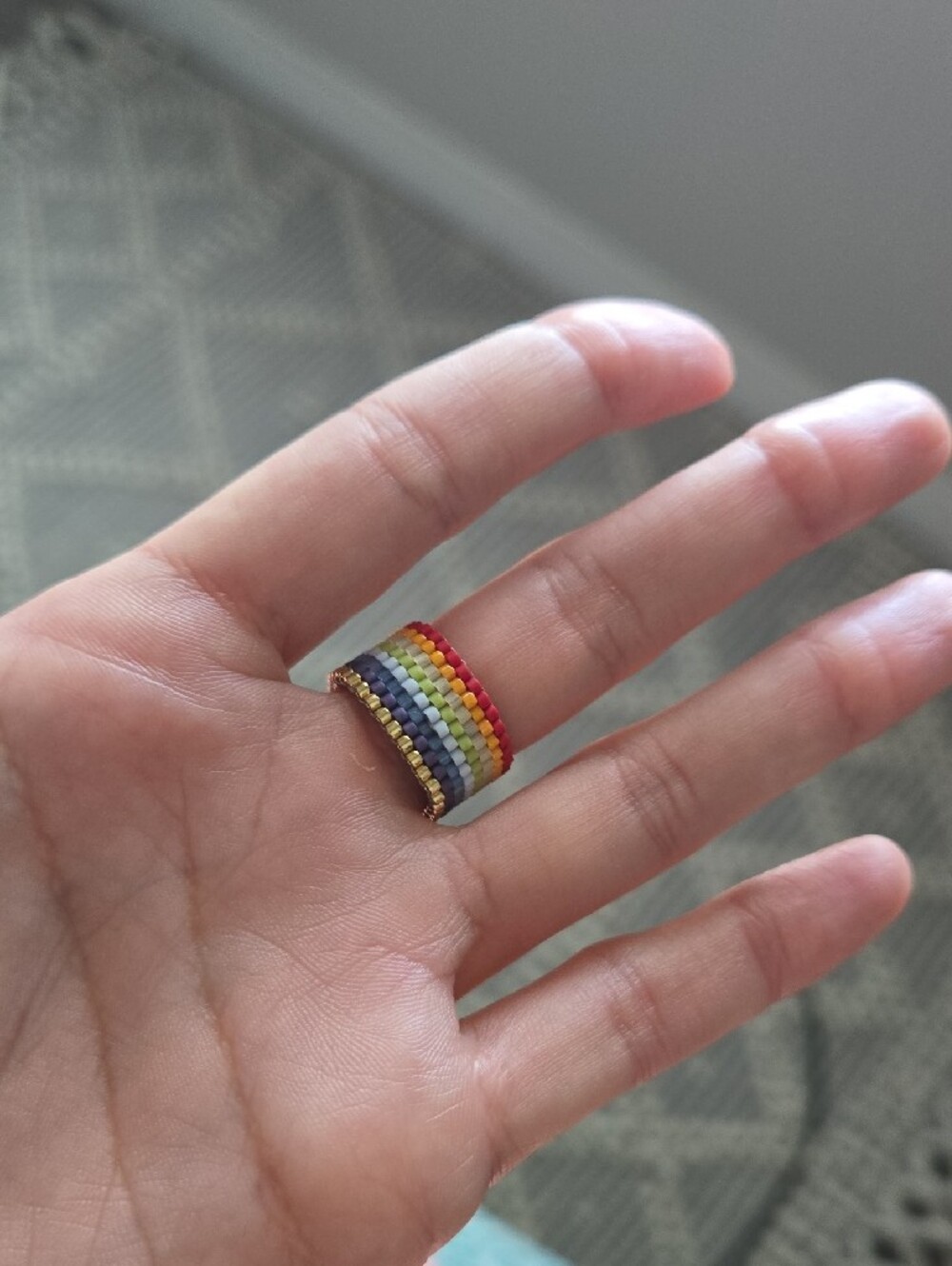 Rainbow Beaded Stackable Ring - Multicolor - Picture 4 of 5